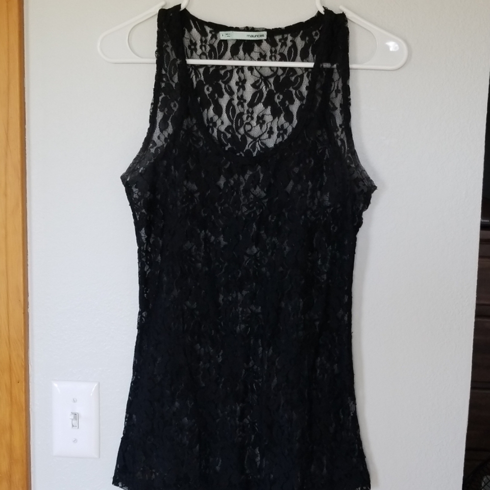 Lace floral tank top